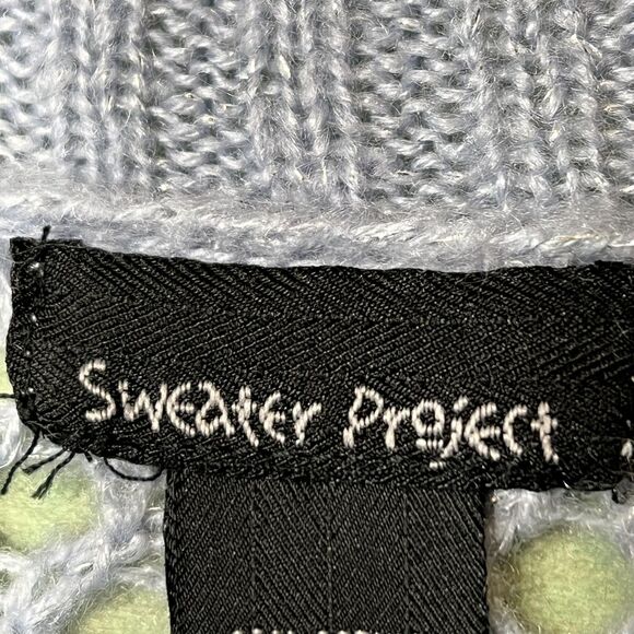 Sweater Project Sweater Womens Medium Blue Open Knit Cable Crewneck Metallic - Picture 6 of 12